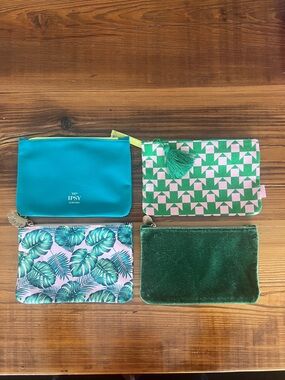 Ipsy Lot of 4 Makeup Pouches in Green Color Palette - Cosmetic Bags Set